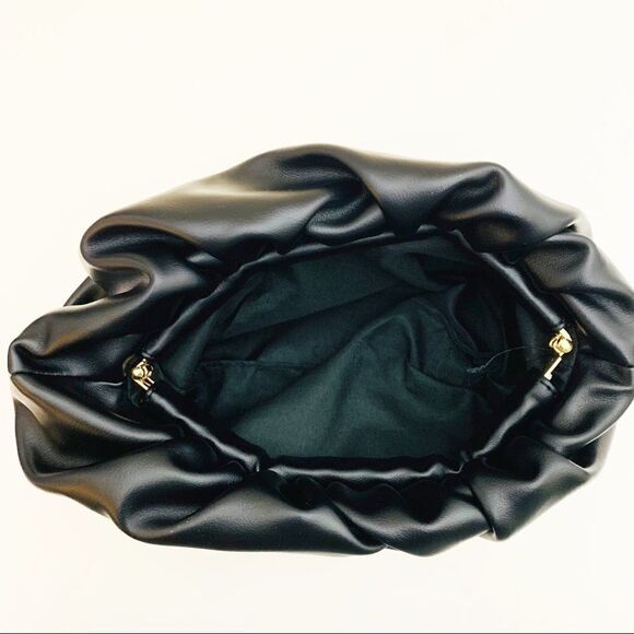 Vegan Leather Upside Down Shoulder Bag, Black - Picture 9 of 16